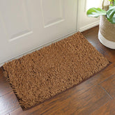 Kuber Industries Shaggy Velvet Door Mat - 27.5"x18"x0.4", Brown